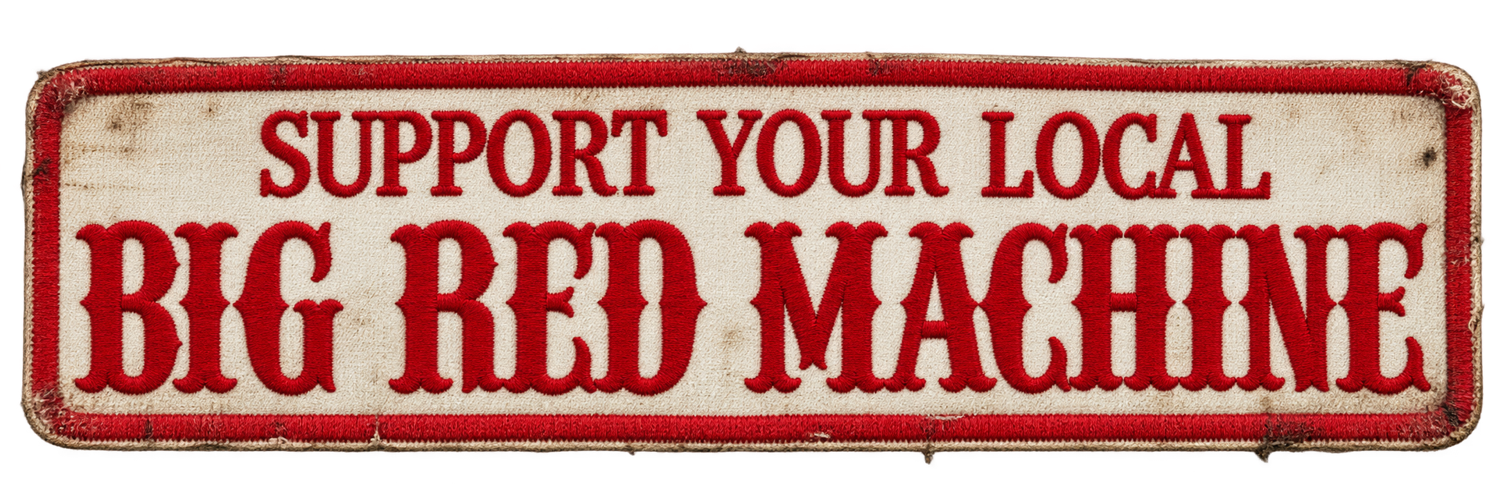 aged red and white Big Red Machine embroidered support patch